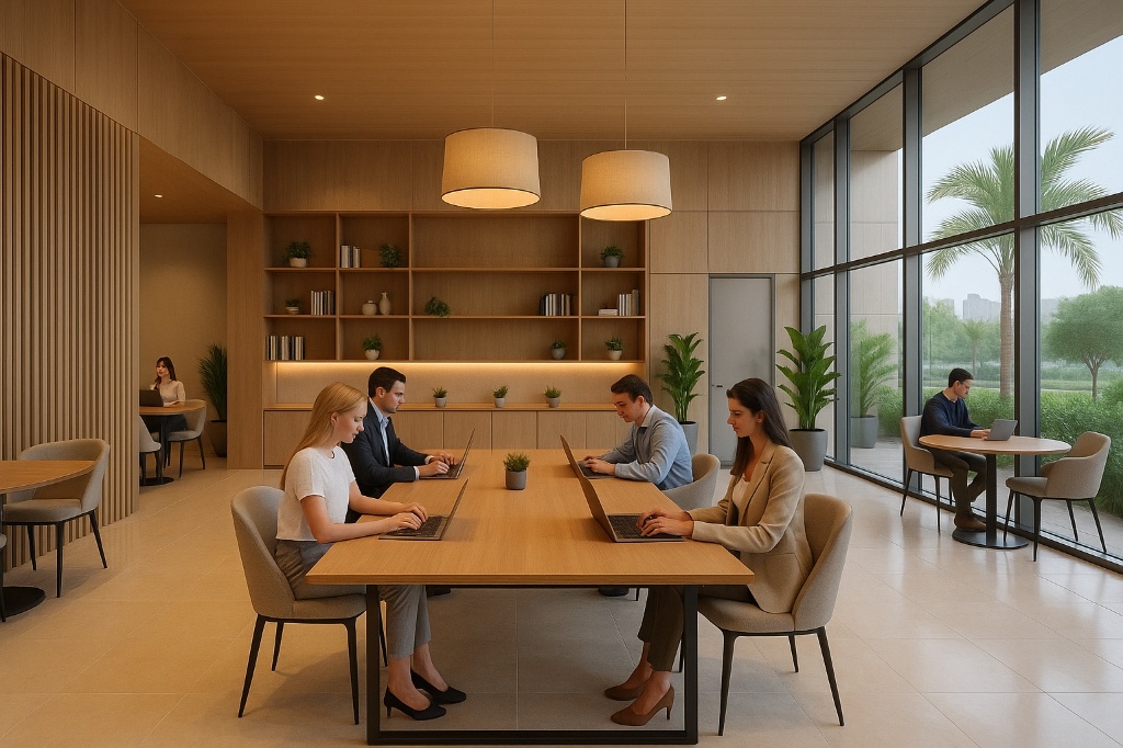 Espaço de coworking mobiliado e moderno