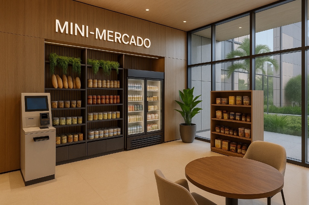 Corredor do mini-mercado exclusivo para moradores